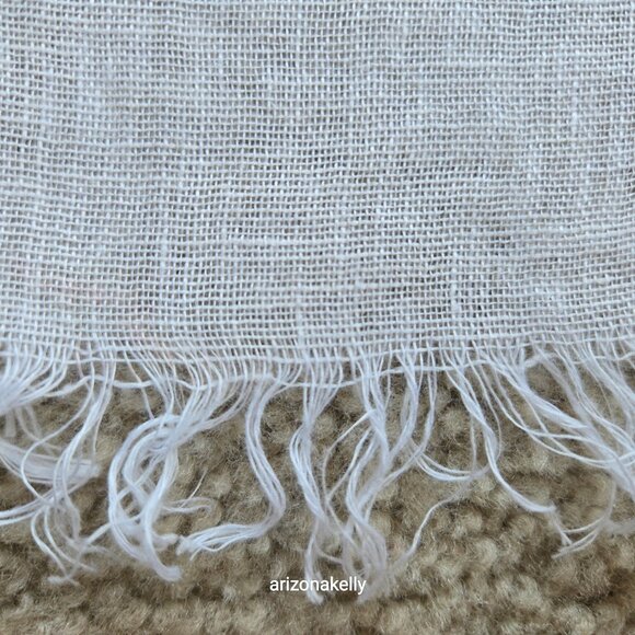 Linen Scarf Stripe Made in Italy Blue White Grey - Picture 4 of 11